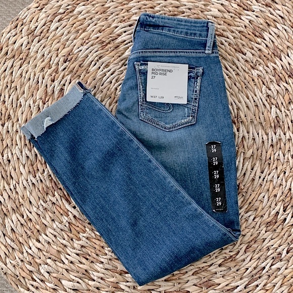 Silver Distressed Boyfriend Jean - Picture 8 of 16